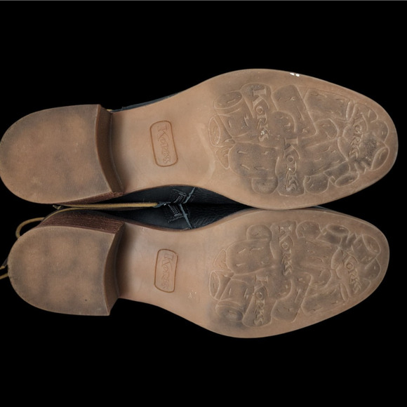 Korks Belaya Lace Up Black Block Heel Leather Bootie Size 8.5 Boho Western - Picture 9 of 10